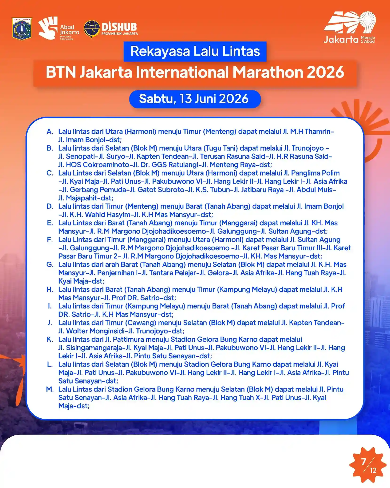 Informasi Penutupan Jalan 7 JAKIM 2026
