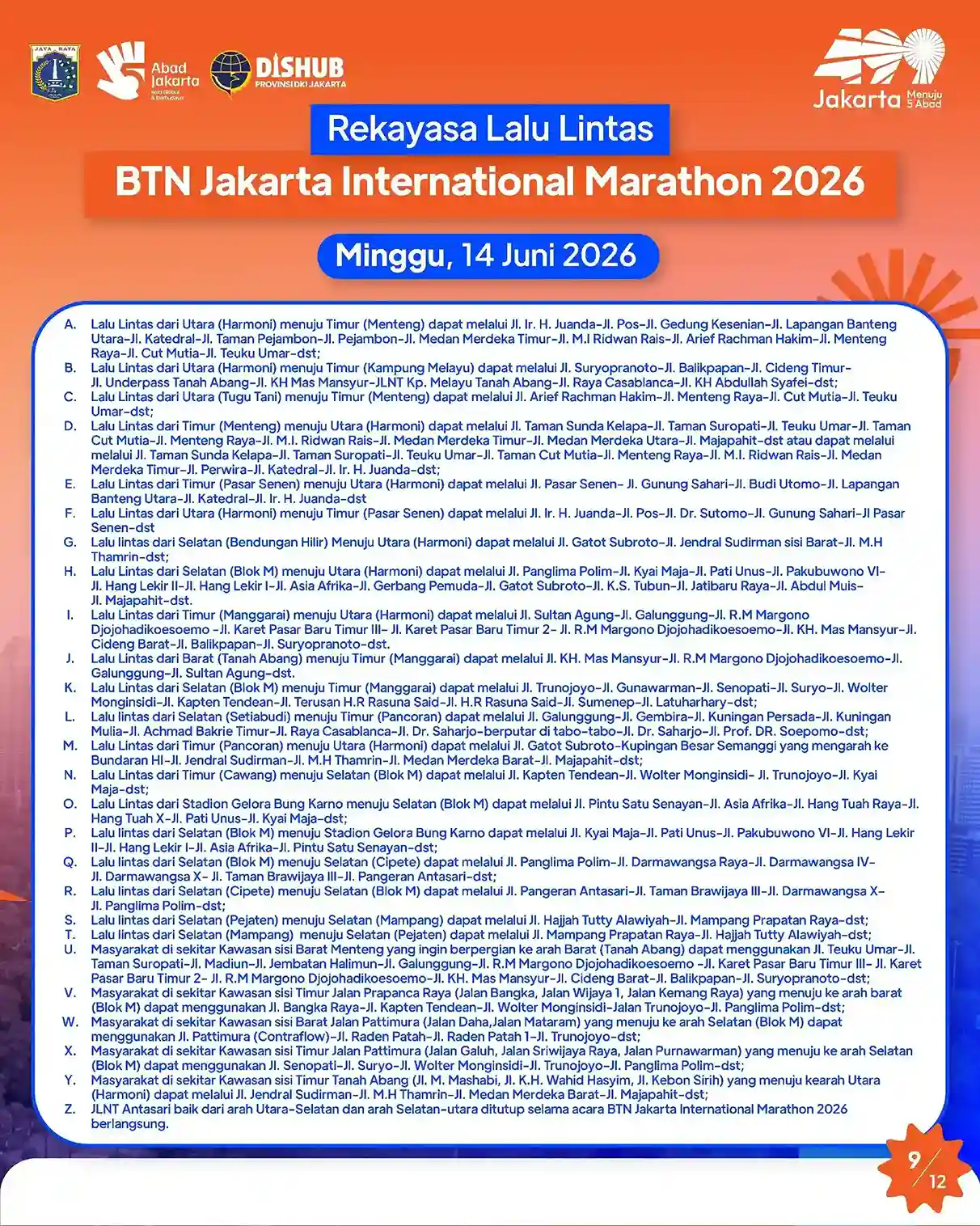 Informasi Penutupan Jalan 9 JAKIM 2026